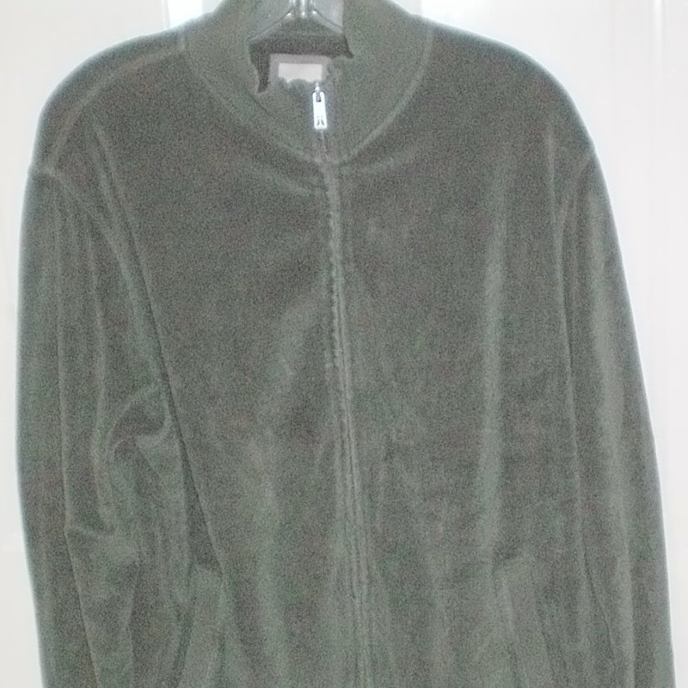 Daniel Buchler Velour Full Zip Sweater Jacket Mens Large